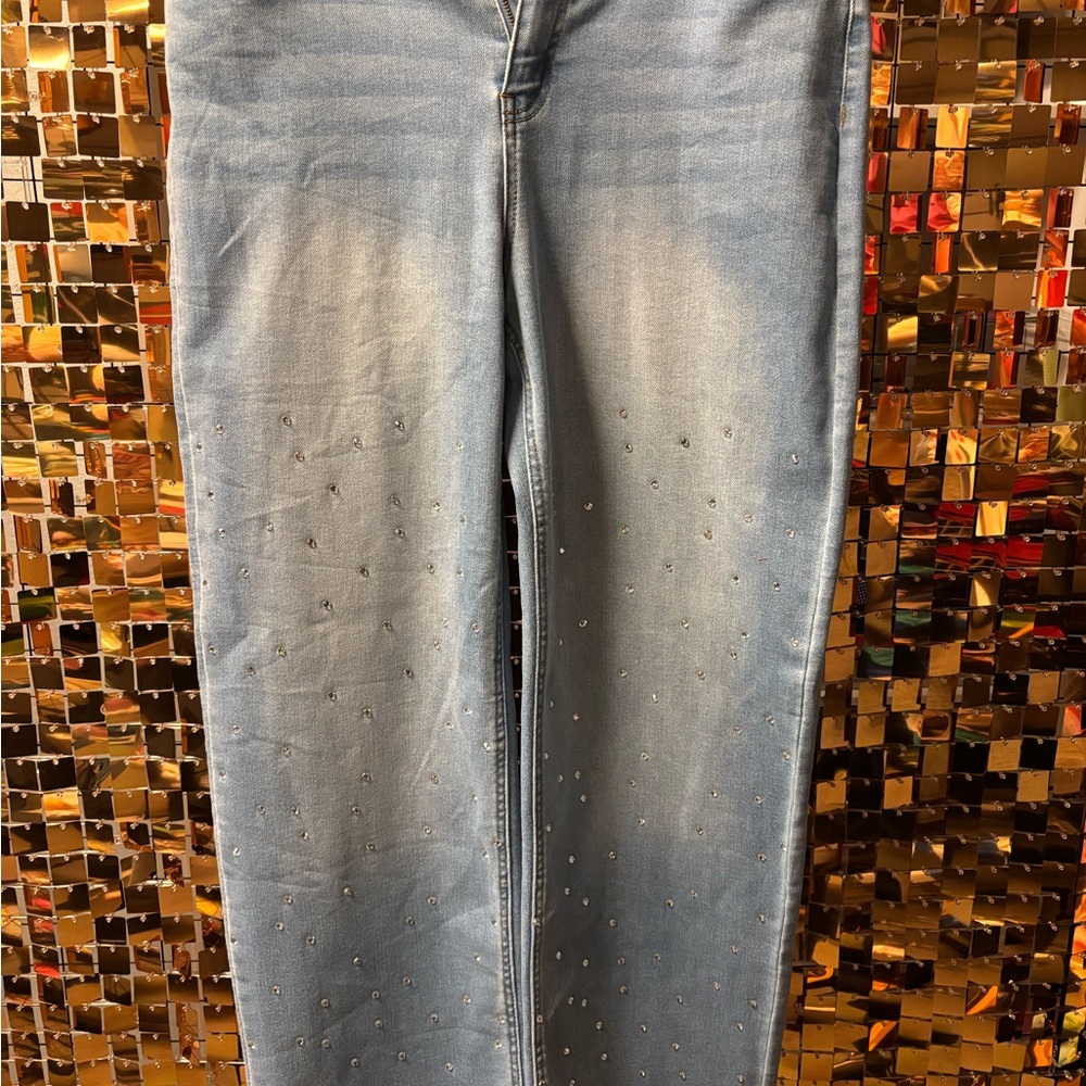 Women's Blue Embellished Jeans